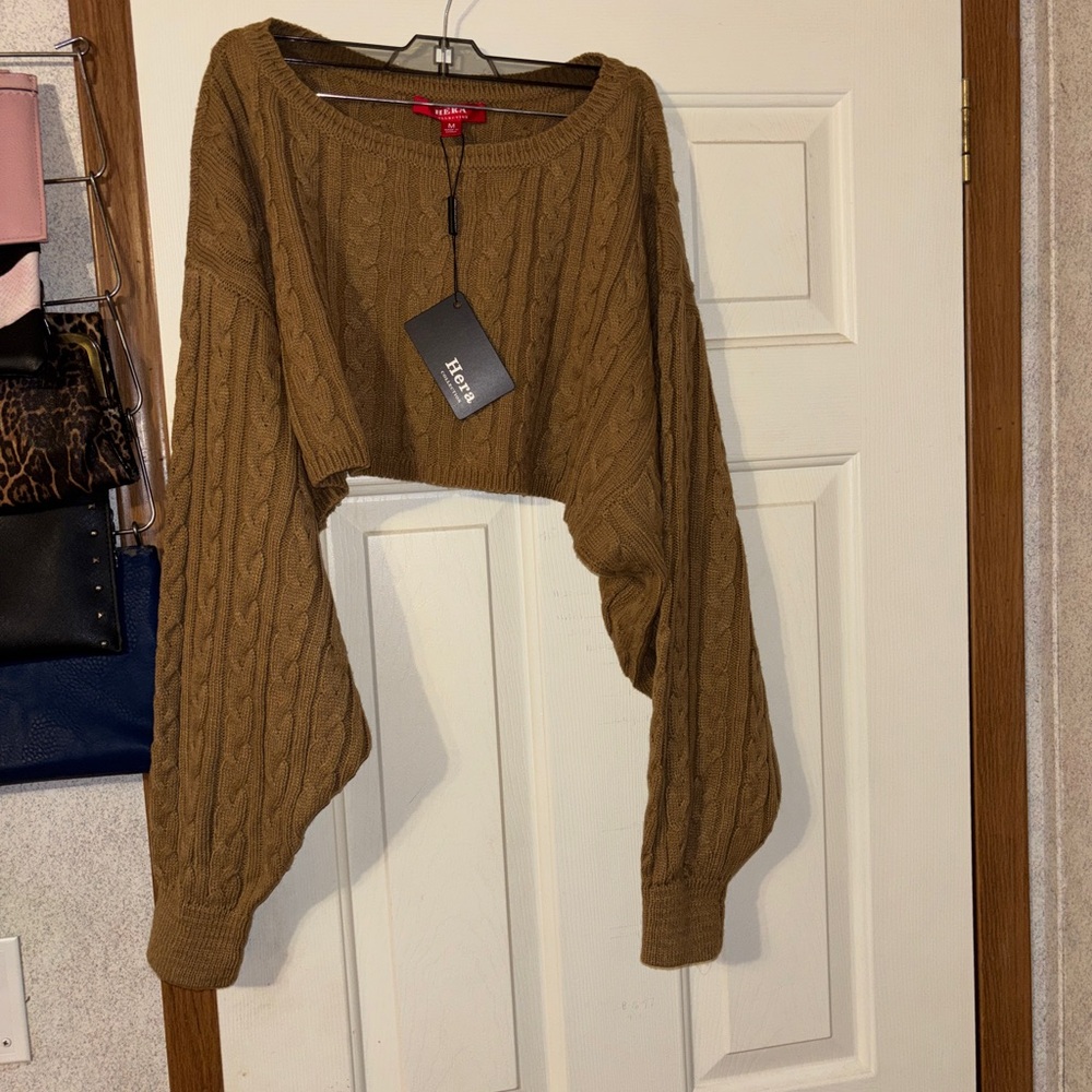 Hera Collection Cable Knit Two-Piece Set - Camel Brown - Picture 6 of 9